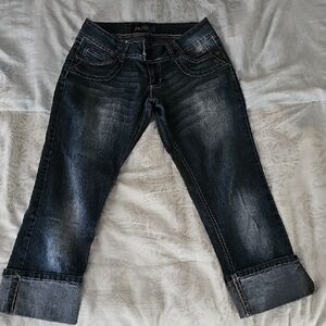 Dark Wash Junior Suze 7 Cuffed Capris By Angels